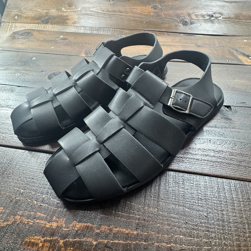 Faranzi "Vice" Men's Closed Toe Vegan PU Fisherman Black Sandals Size 12